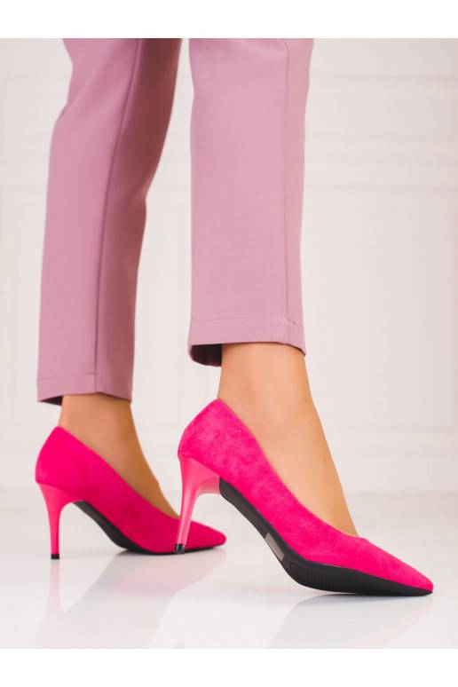 Rozā krāsas szpilki damskie Shelovet no eko zamšādas