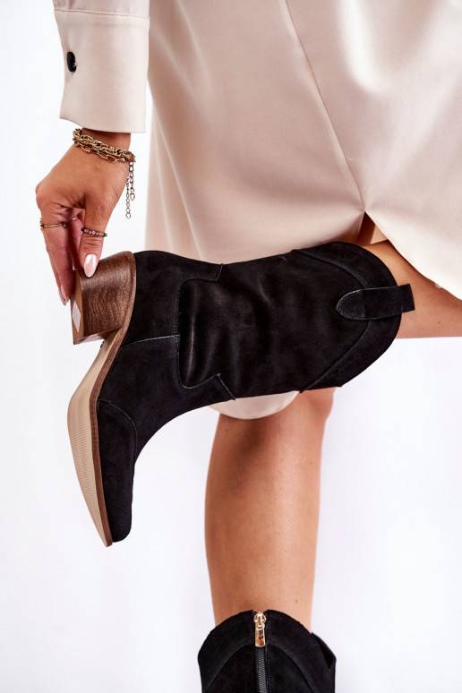 zamšādas garie zābaki Shoes melnas...