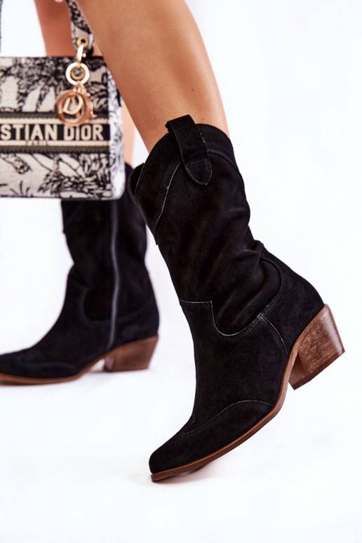 zamšādas garie zābaki Shoes melnas...