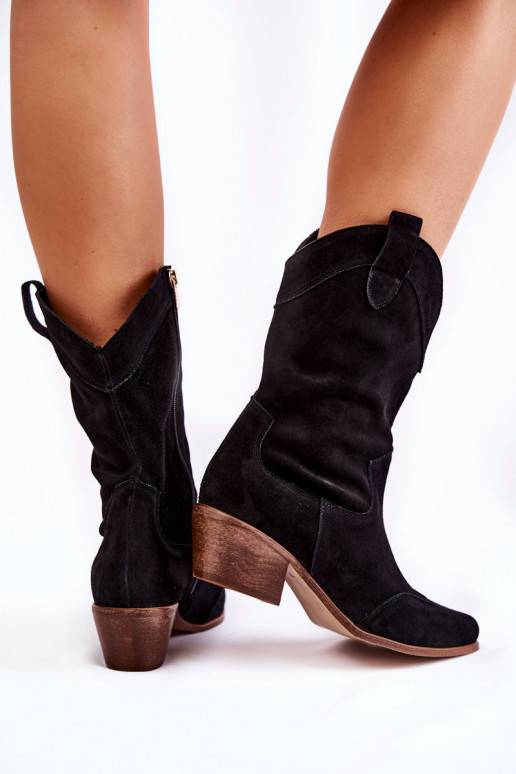 zamšādas garie zābaki Shoes melnas...