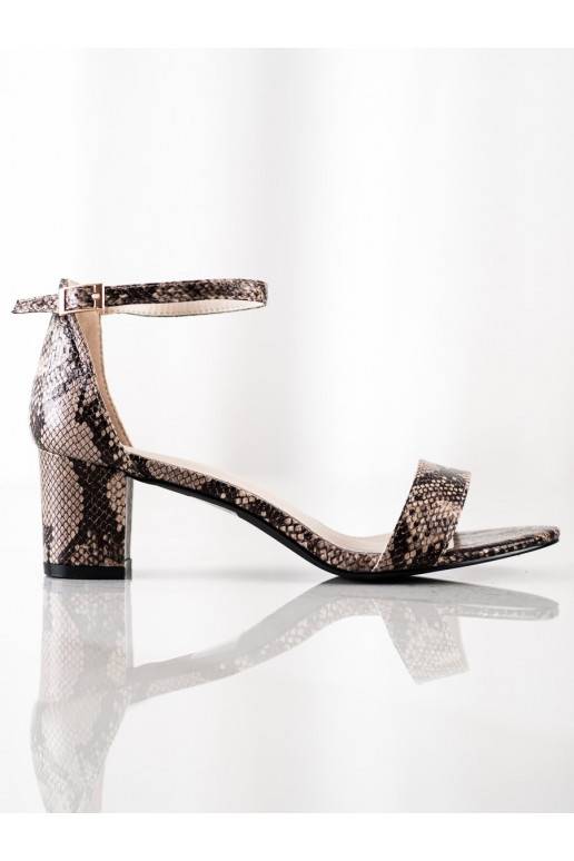 sandales uz papēža ar čūskādas imitāciju 