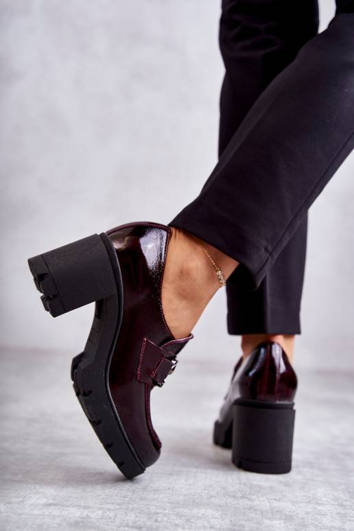 Eleganta stila apavi ar papēdi bordo...