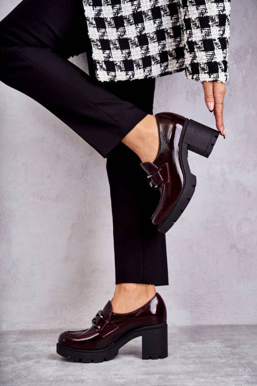 Eleganta stila apavi ar papēdi bordo...