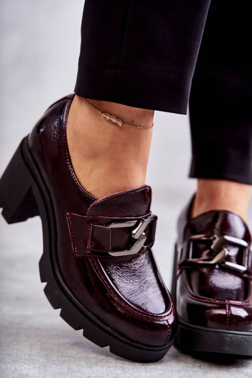 Eleganta stila apavi ar papēdi bordo...