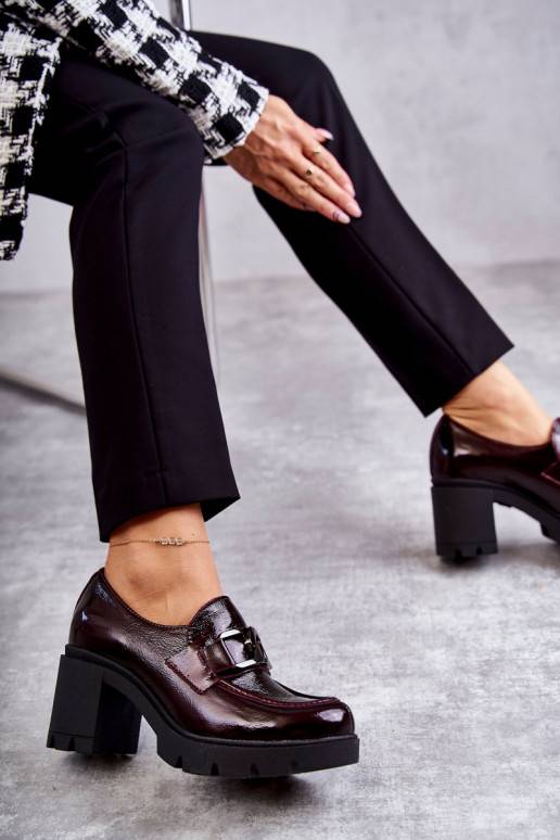 Eleganta stila apavi ar papēdi bordo...
