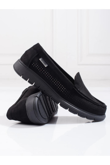 Melns sieviešu mokasīni Shelovet ażurowe 2