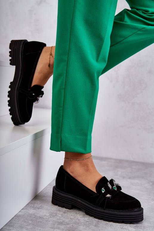 Apavi zamšādas Laura Messi melnas krāsas