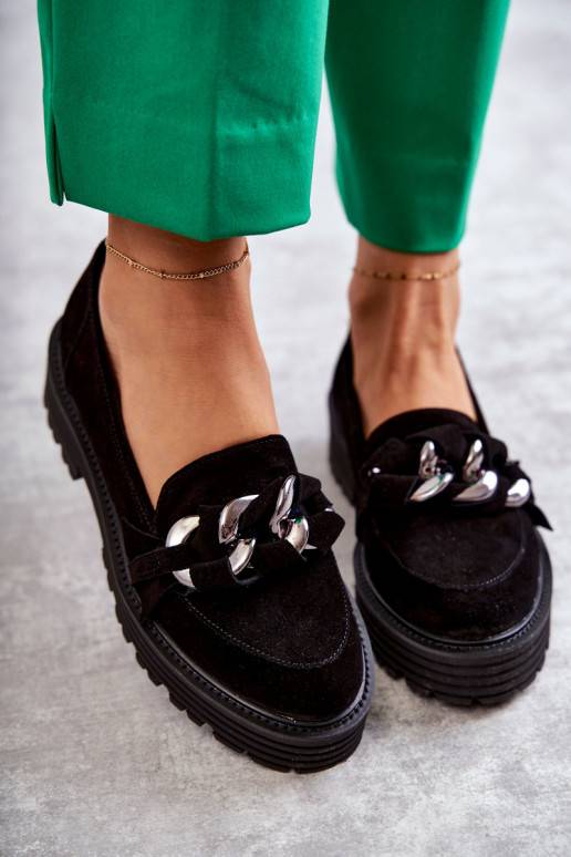 Apavi zamšādas Laura Messi melnas krāsas