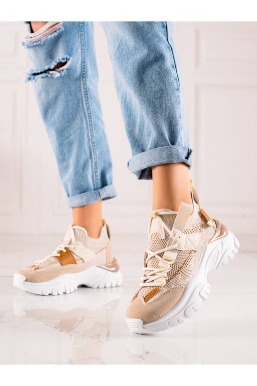 šņorējami Apavi kedu modelī Shelovet smilšu krāsas