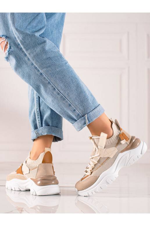 šņorējami Apavi kedu modelī Shelovet smilšu krāsas