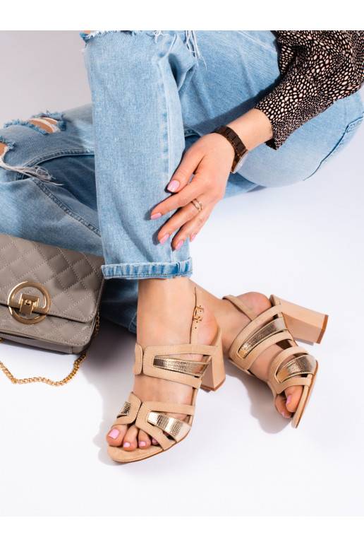 sandales  uz papēža bēšs- Vineza