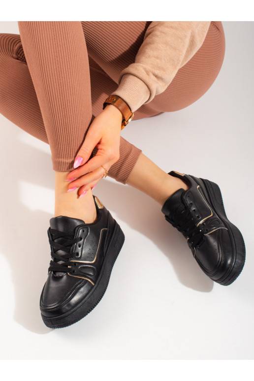 melnas krāsas Apavi kedu modelī ar platformu Shelovet melnas krāsas Apavi kedu modelī ar platformu Shelovet