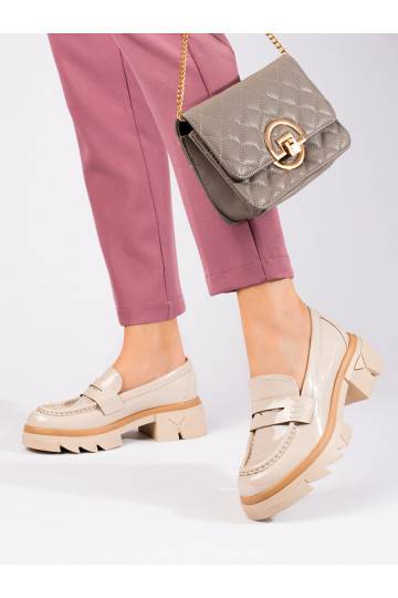 smilšu krāsas  Spīdīgi mokasīni Shelovet