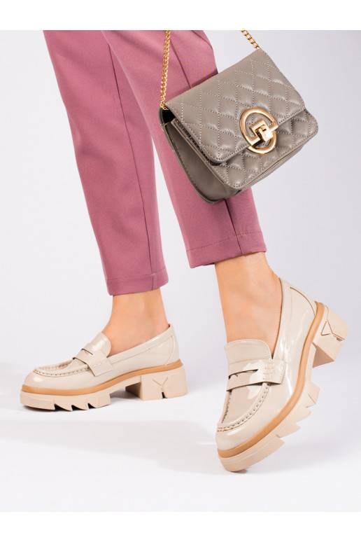 smilšu krāsas  Spīdīgi mokasīni Shelovet