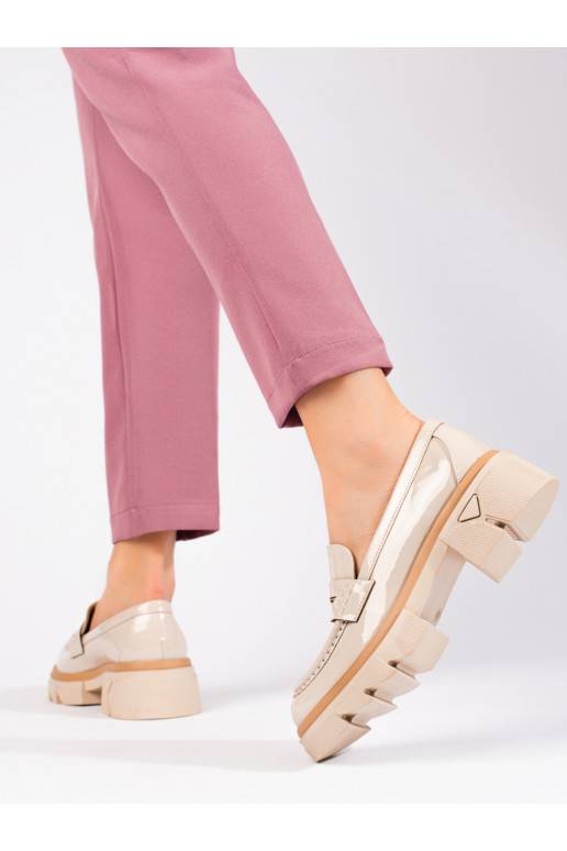 smilšu krāsas  Spīdīgi mokasīni Shelovet