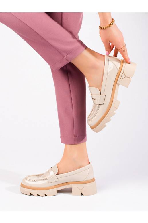 smilšu krāsas  Spīdīgi mokasīni Shelovet