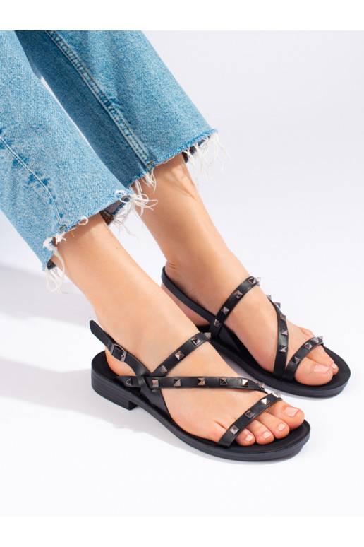 melnas krāsas rzymianki kurpes ar kniedēm Potocki