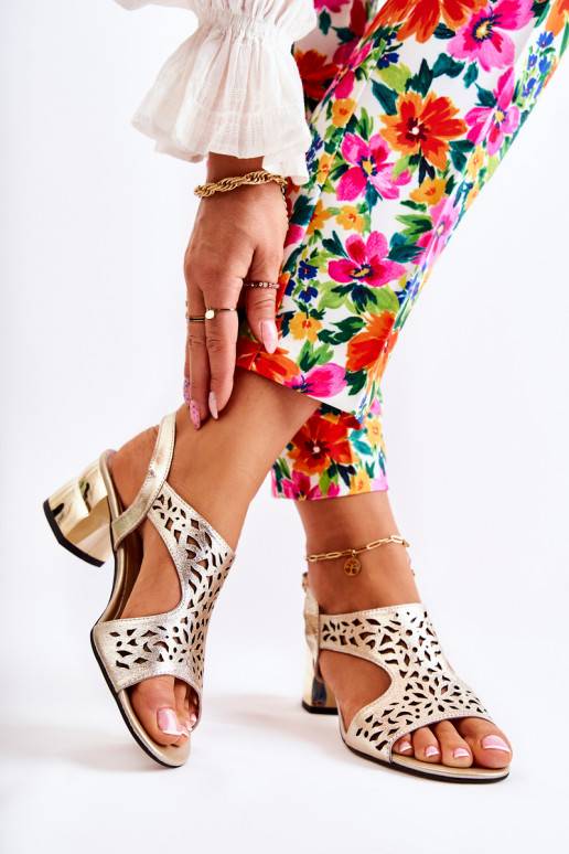 Sandales ar papēdi Zelta krāsas Salvio