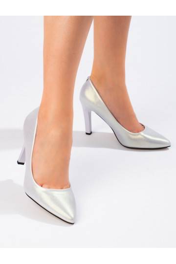 Sudraba krāsas  puszābaki uz papēža Shelovet 2