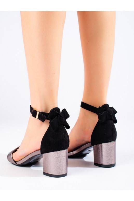 sandales uz papēža melns-  Potocki