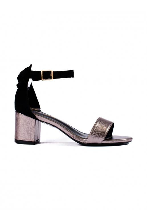 sandales uz papēža melns-  Potocki