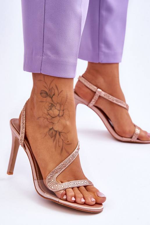 Eleganta stila sandales ar papēdi Nude Colima