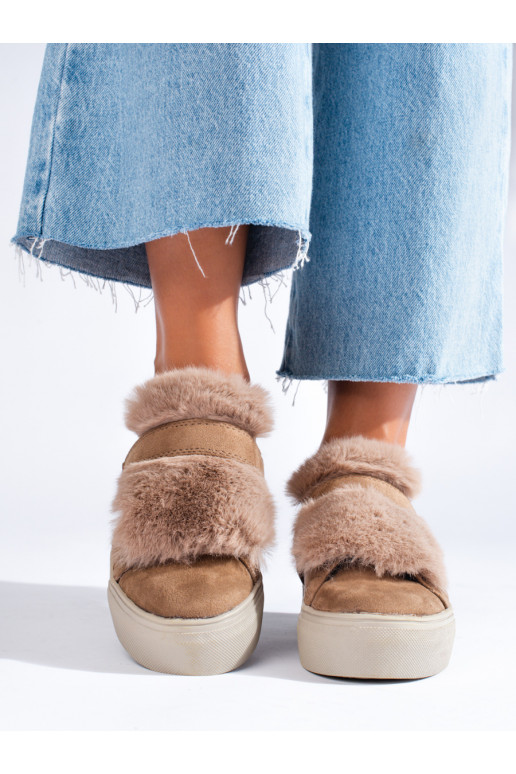 smilšu krāsas  kurpes ar kažokādu Shelovet