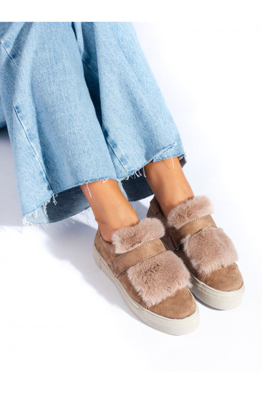 smilšu krāsas  kurpes ar kažokādu Shelovet