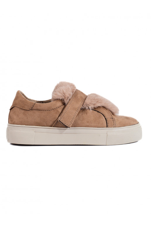 smilšu krāsas  kurpes ar kažokādu Shelovet