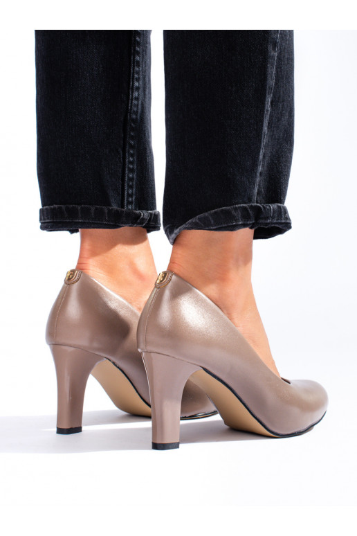  smilšu krāsas puszābaki uz papēža Shelovet