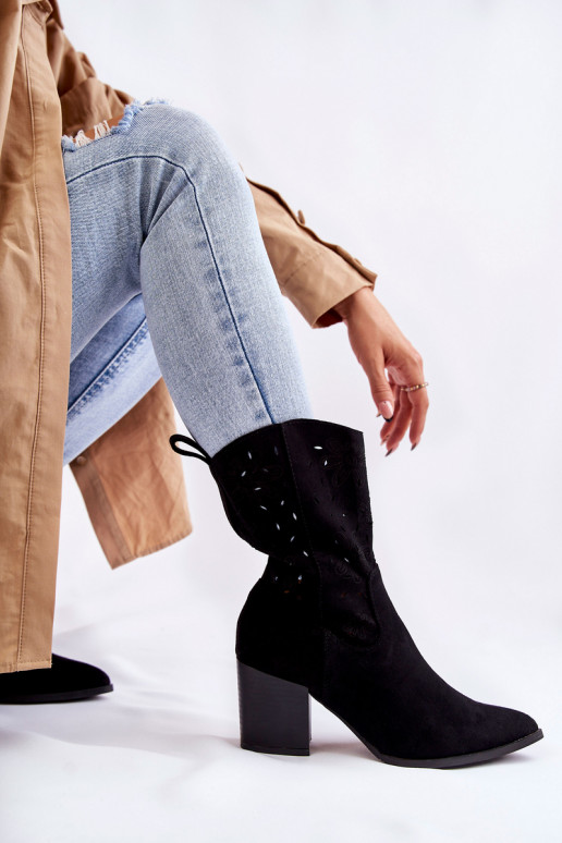 zamšādas kovboju stila puszābaki ar...