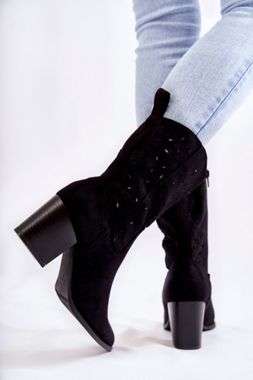 zamšādas kovboju stila puszābaki ar...