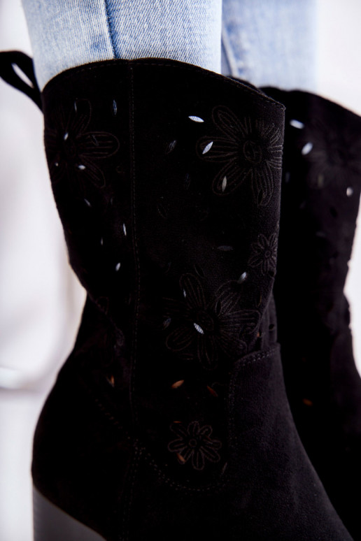 zamšādas kovboju stila puszābaki ar...