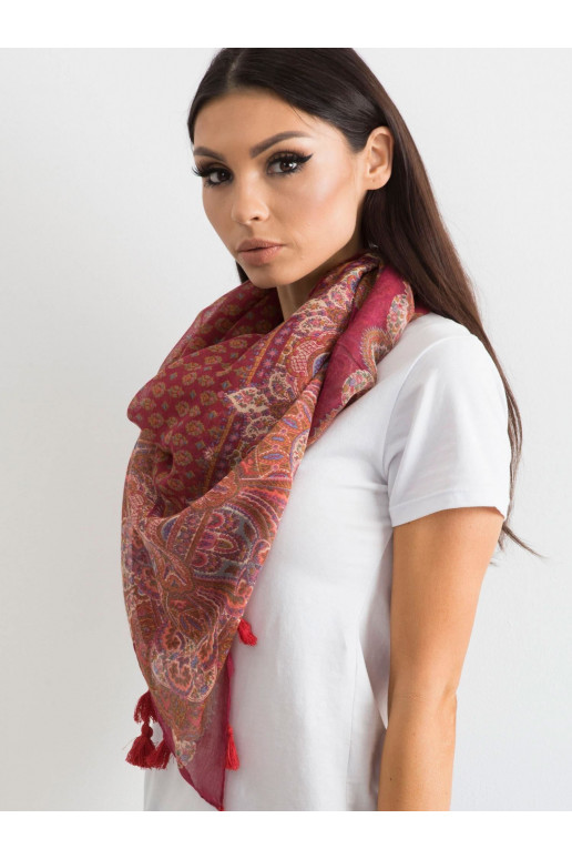 Bordo šalle ar apdruku un bārkstīm