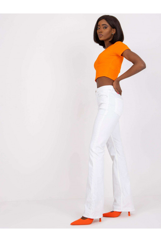 Oranžs rievotas V veida kakla tops...