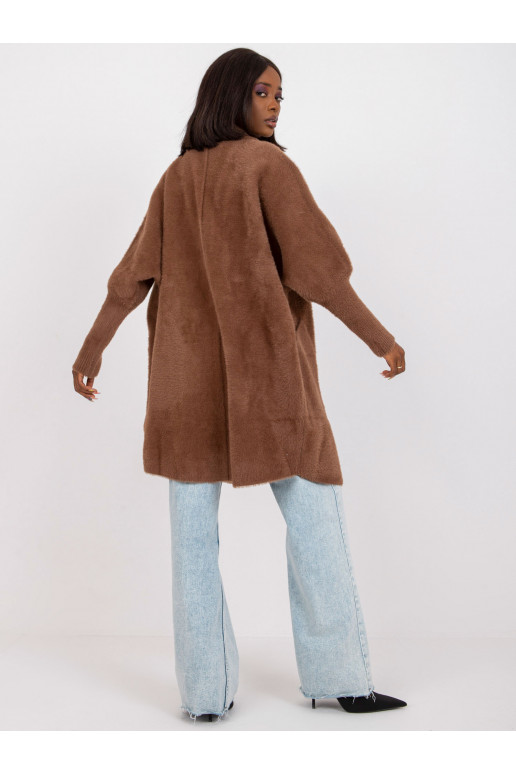 Brūns sieviešu alpakas mētelis ar vilnu