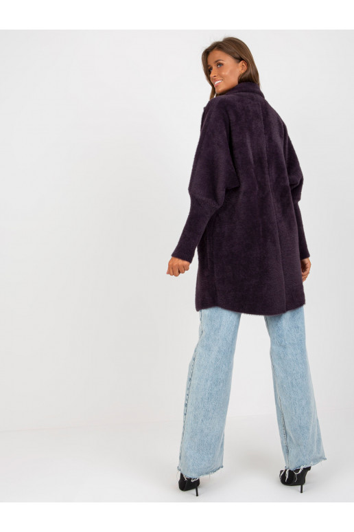 Tumši violets alpakas mētelis ar kabatām